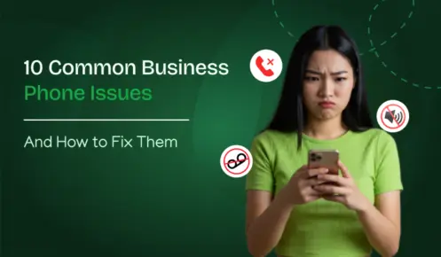 A woman looks frustated while holding a smartphone,with icons of phone issues around her.