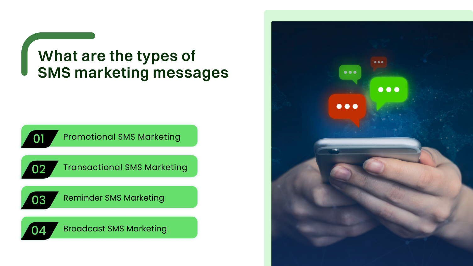What are the types of SMS marketing messages?