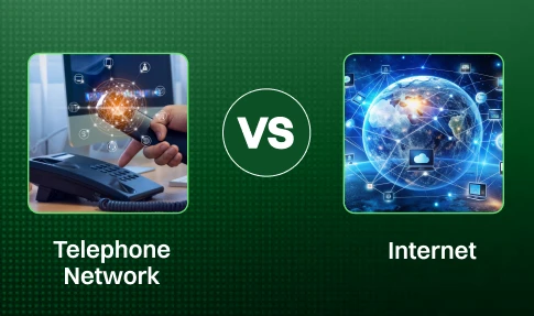 Telephone network vs internet key differences.