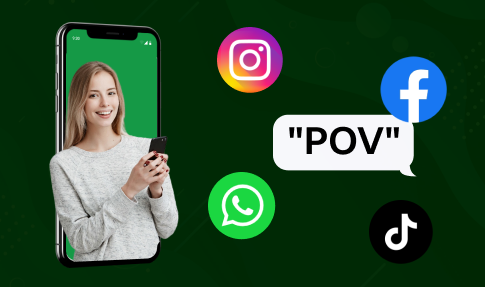 A lady ready to use the term POV in different social media platforms.