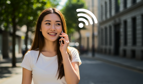 A Girl Using Wireless Caller To Perform Call.