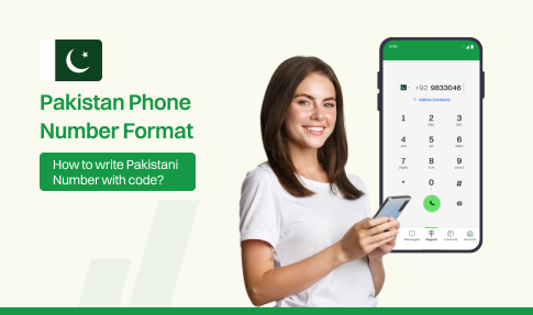 A girl dialing pakistani number in correct phone number format.