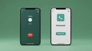 Two mobile phones representing how phone rings once and goes to voicemail.