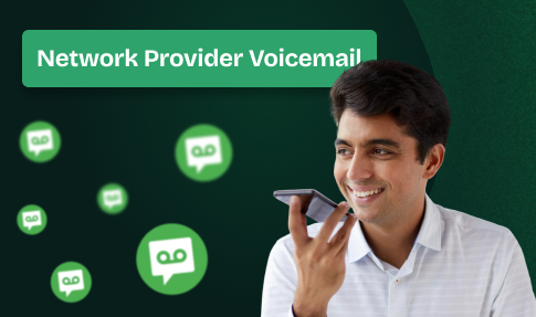 A middle aged guy using network provider voicemail in smartphone.