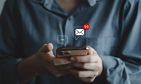 A Text mail subscriber receiving messages.
