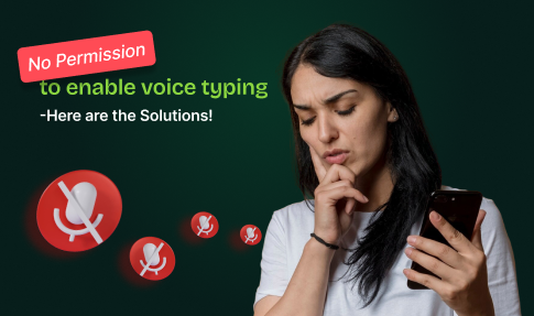 A Girl Being Frustrated after hearing "No Permission to enable voice typing" Message in Smartphone.