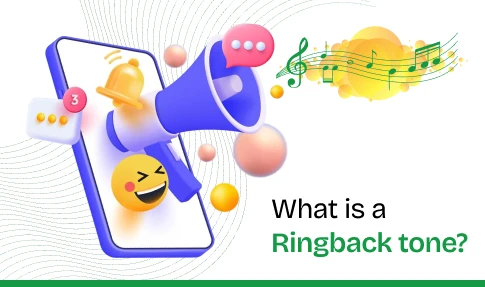 Representation of Ringback tone in mobile phone with emojis and elements.
