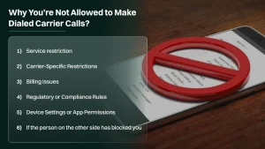 Reasons why you are not allowed to make dialed carrier calls.
