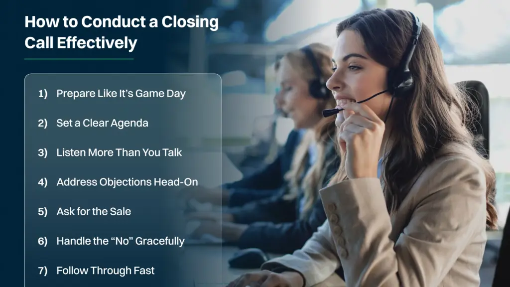 image of list that contains tips on how to conduct a closing call effectivelt