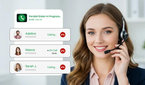 A Lady Representative doing parallel Dialing to its clients.