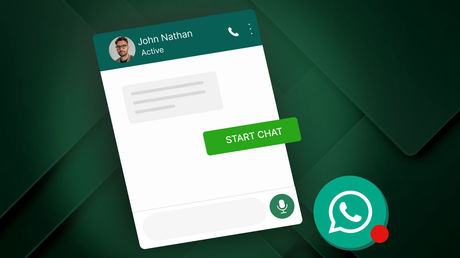 showing a green 'Start Chat' button and a WhatsApp icon