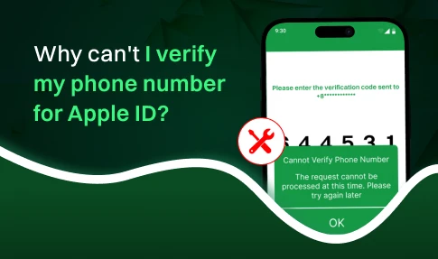 Cannot Verify Phone Number for Apple ID error on smartphone with verification code field.