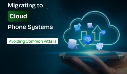 Person Holding A Smartphone With Cloud Icons, Representing Migrating To Cloud Phone Systems