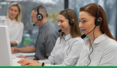 Girls Working On Inbound Call Center.