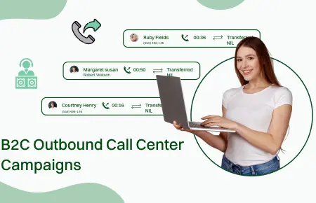 A Lady Running B2C Outbound call center campaign.
