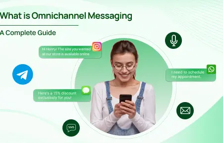 Girl with glasses practicing omnichannel messaging.