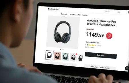 A consumer buying products after knowing them through b2c marketing.