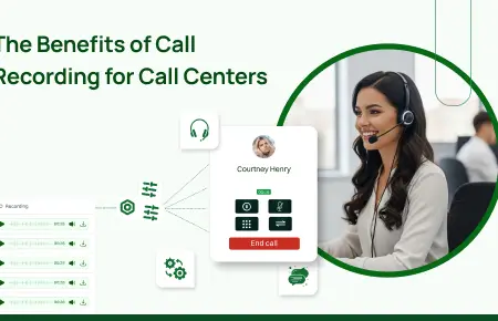 A girl getting benefits of call recording for call center,