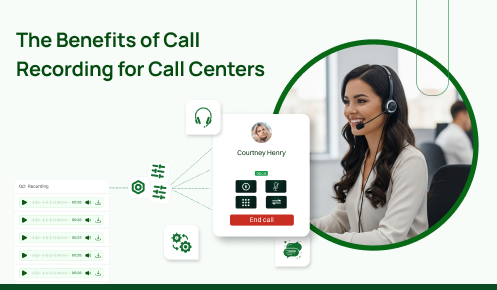 A girl getting benefits of call recording for call center,