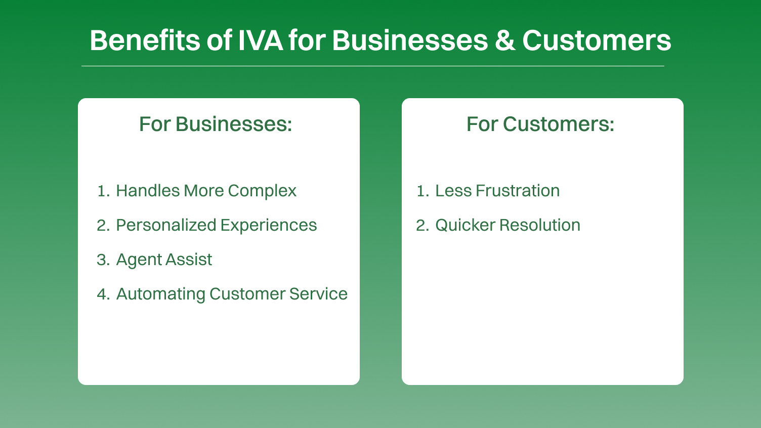 Benefits of IVA for Businesses & Customers