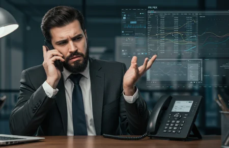 Thia picture shows a man who is trying to fix voip caller id issues