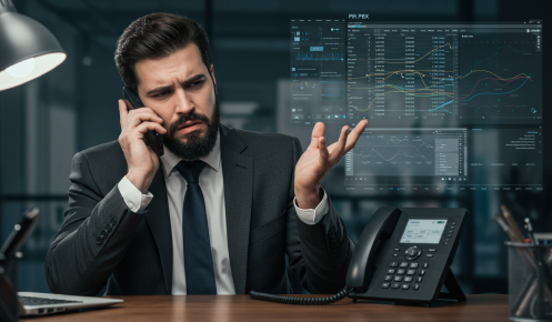 Thia picture shows a man who is trying to fix voip caller id issues