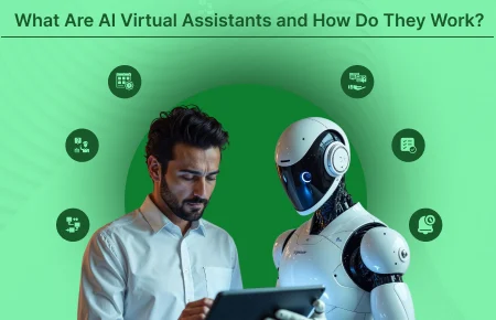 In this picture a man is having conversation with robot.