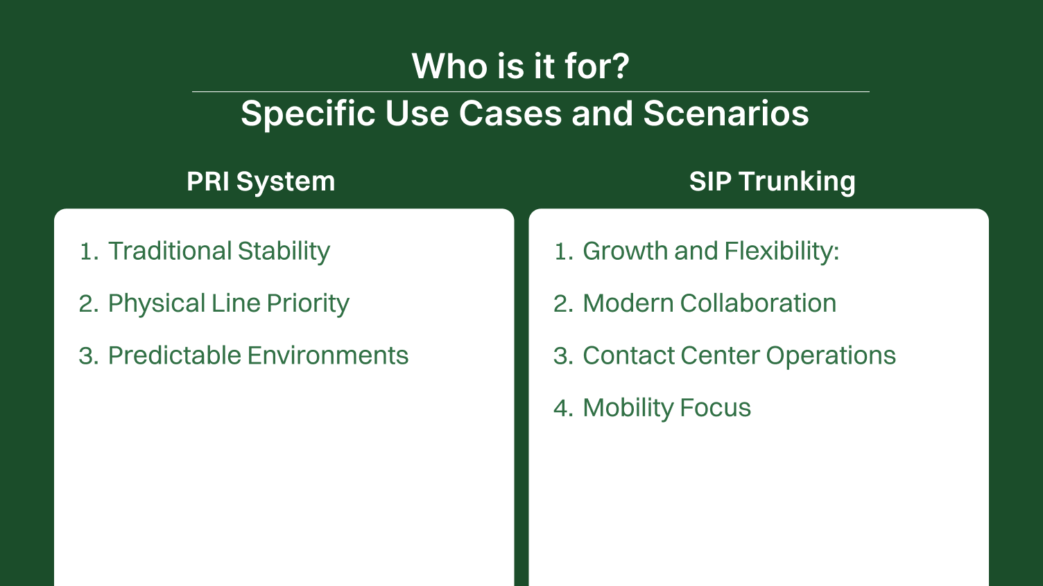 Who is it for? Specific Use Cases and Scenarios
