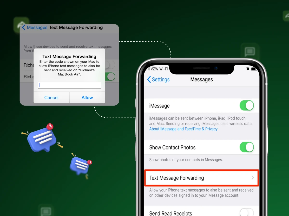 How to forward a text message on different devices?