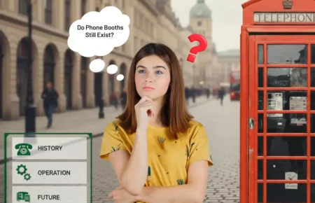 A girl thinking if phone booths still exists today?