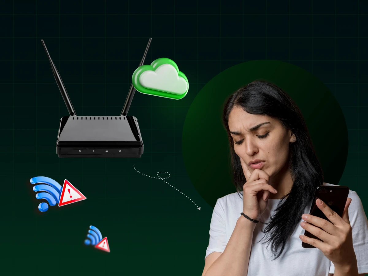 A girl thinking on how to resolve network connectivity Issues for VoIP.