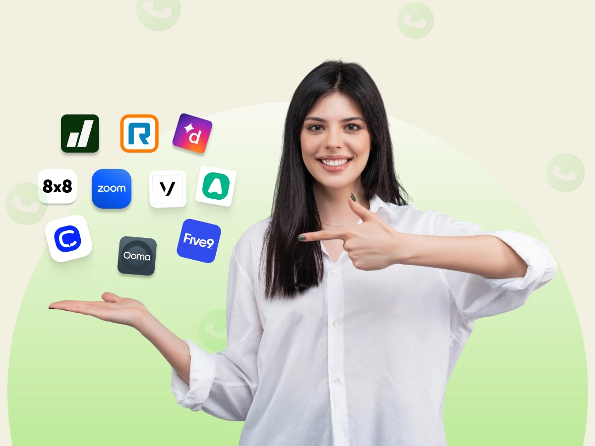 A girl pointing alternatives of Nextiva.